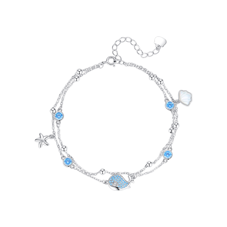 推荐商品：YINCHIE/银千惠 新中式鱼你相恋S925银脚链 JL0220