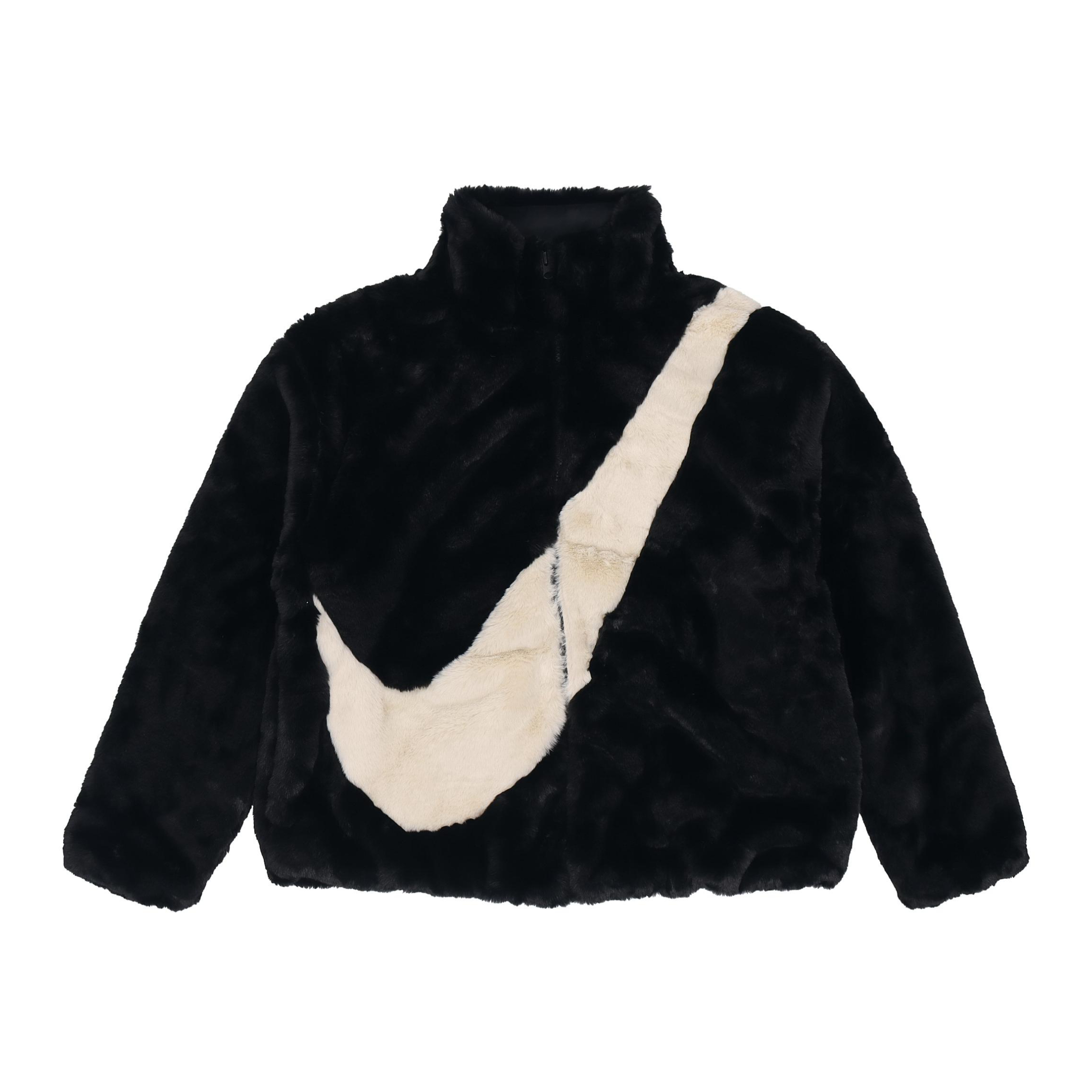 【赵小棠同款】Nike SWOOSH 大勾毛绒加厚保暖人造皮草貂绒立领夹克 女装 DO3792