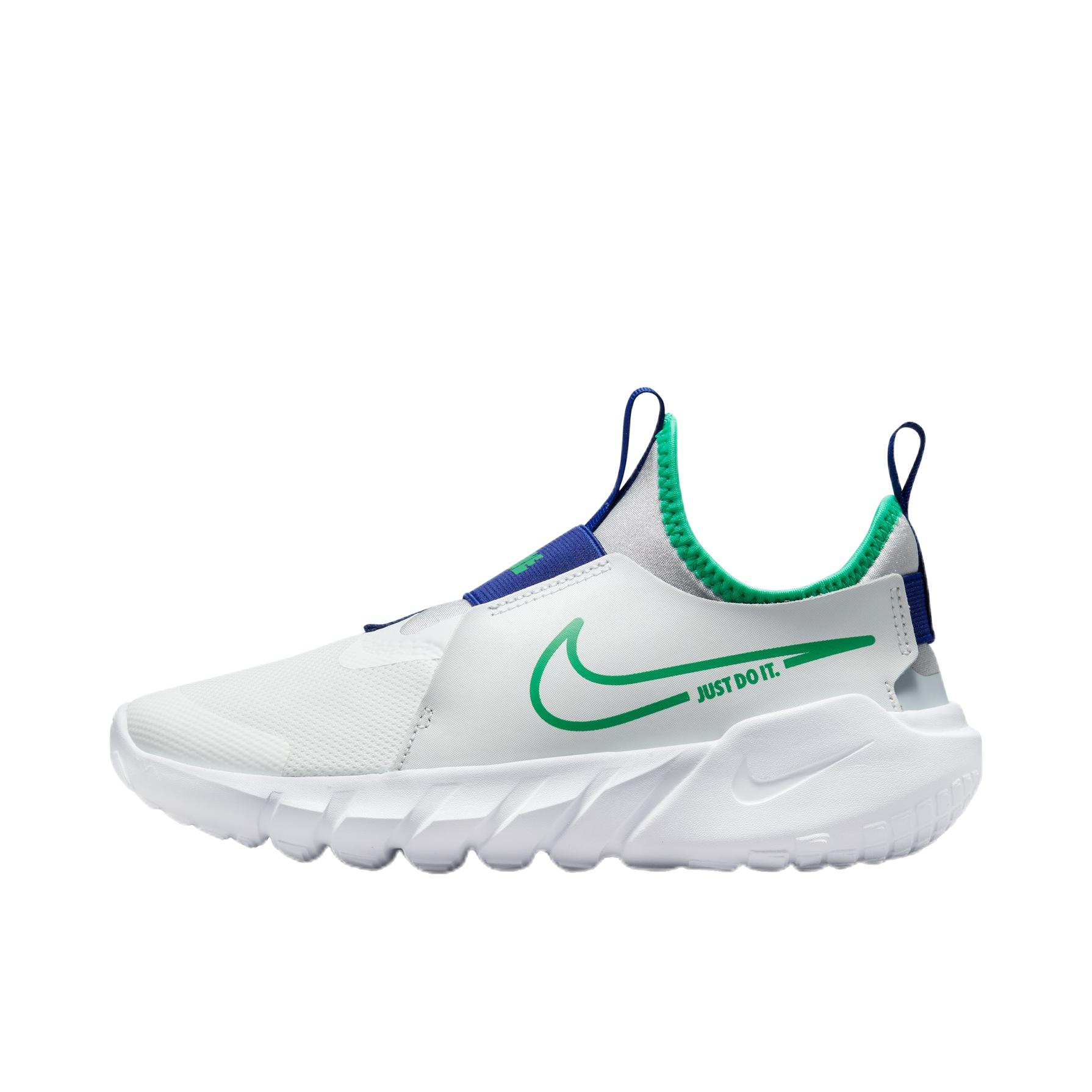 推荐商品：Nike Flex Runner 2 跑鞋 减震耐磨轻便透气织物舒适软底复古百搭 大童/山峰白/体育场绿/深宝蓝