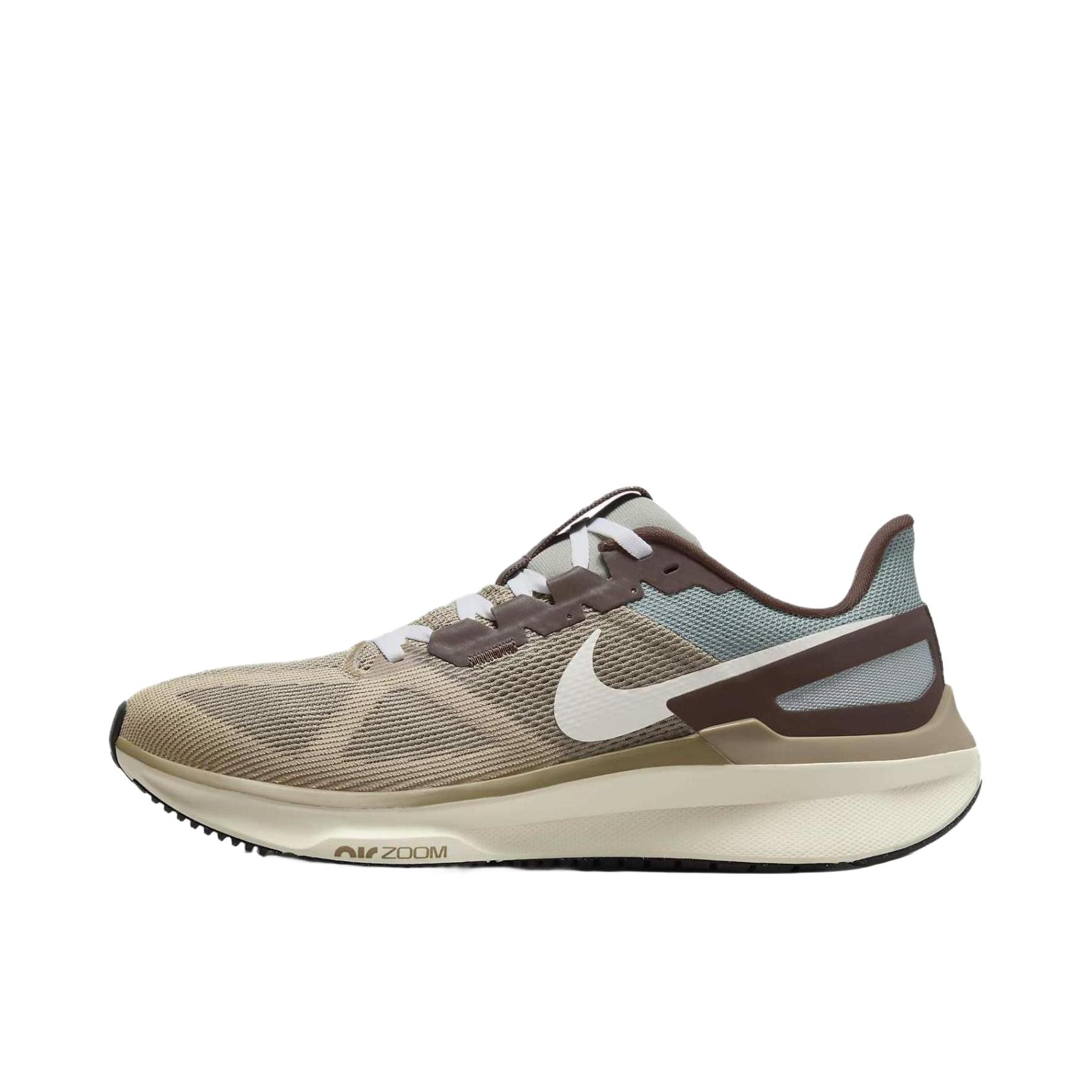 推荐商品：Nike Air Zoom Structure 25 跑鞋 公路减震织物支撑训练轻便 米色/棕色/白色