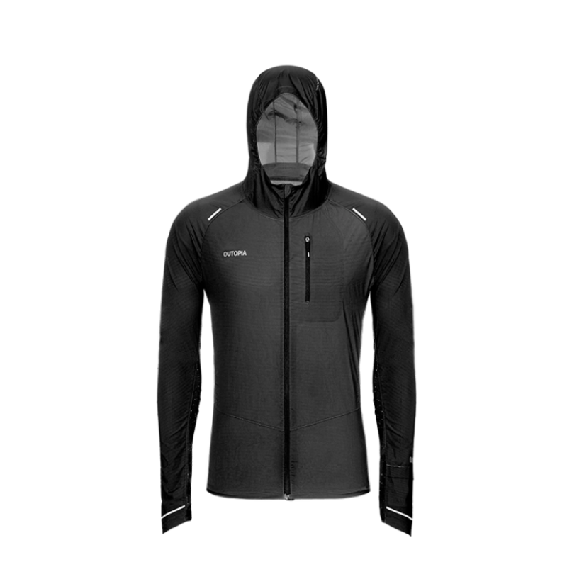 推荐商品：Outopia WindFlyer系列透气防风防水运动长袖夹克 男女同款 OBSSBM01001 深邃黑