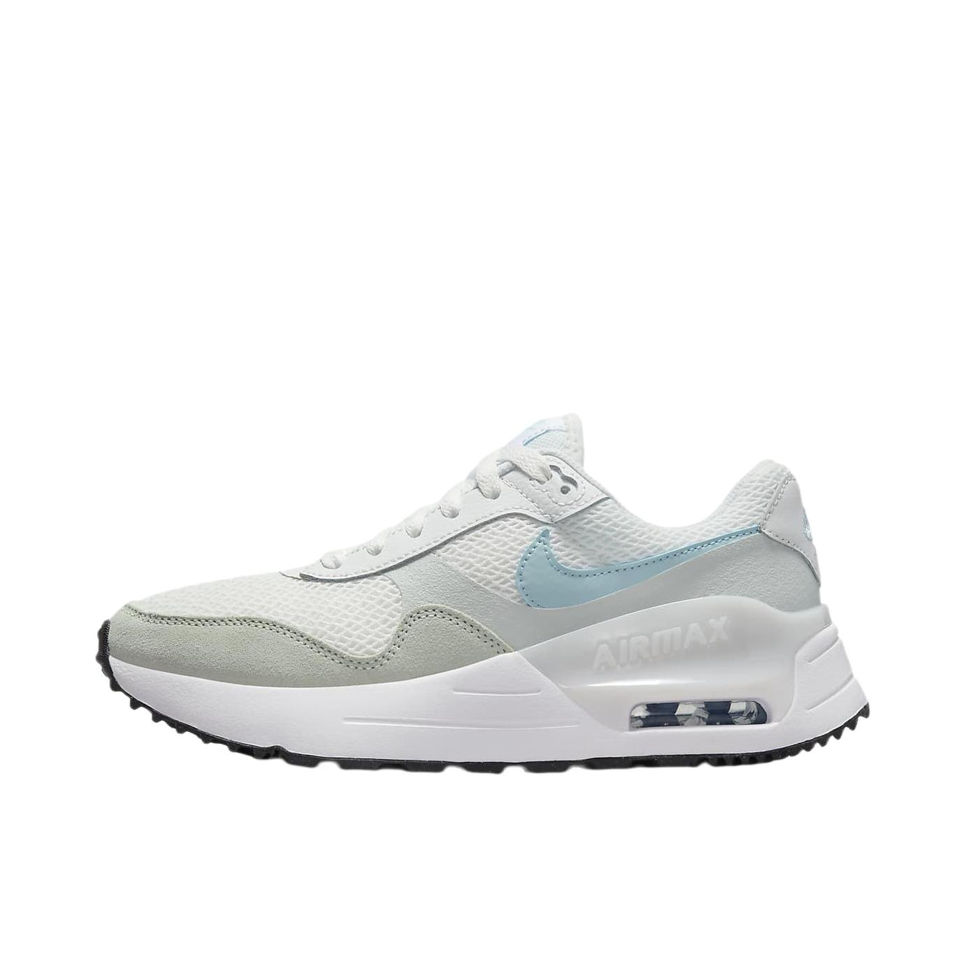 推荐商品：Nike Air Max Systm 气垫 网面透气 防滑耐磨 减震轻便 复古 织物 跑鞋 女款/白色/灰色