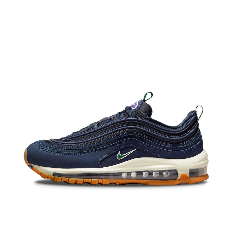 推荐商品：Nike Air Max 97 跑鞋 气垫减震全掌舒适透气防滑耐磨百搭复古织物合成革运动时尚圆头包裹性支撑 墨蓝