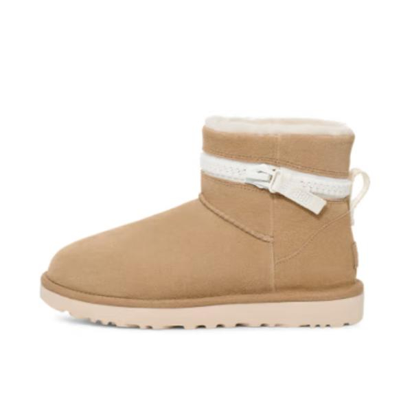 推荐商品：UGG 拉链 短筒 保暖 平跟 雪地靴 1158197 芥菜籽色/白色