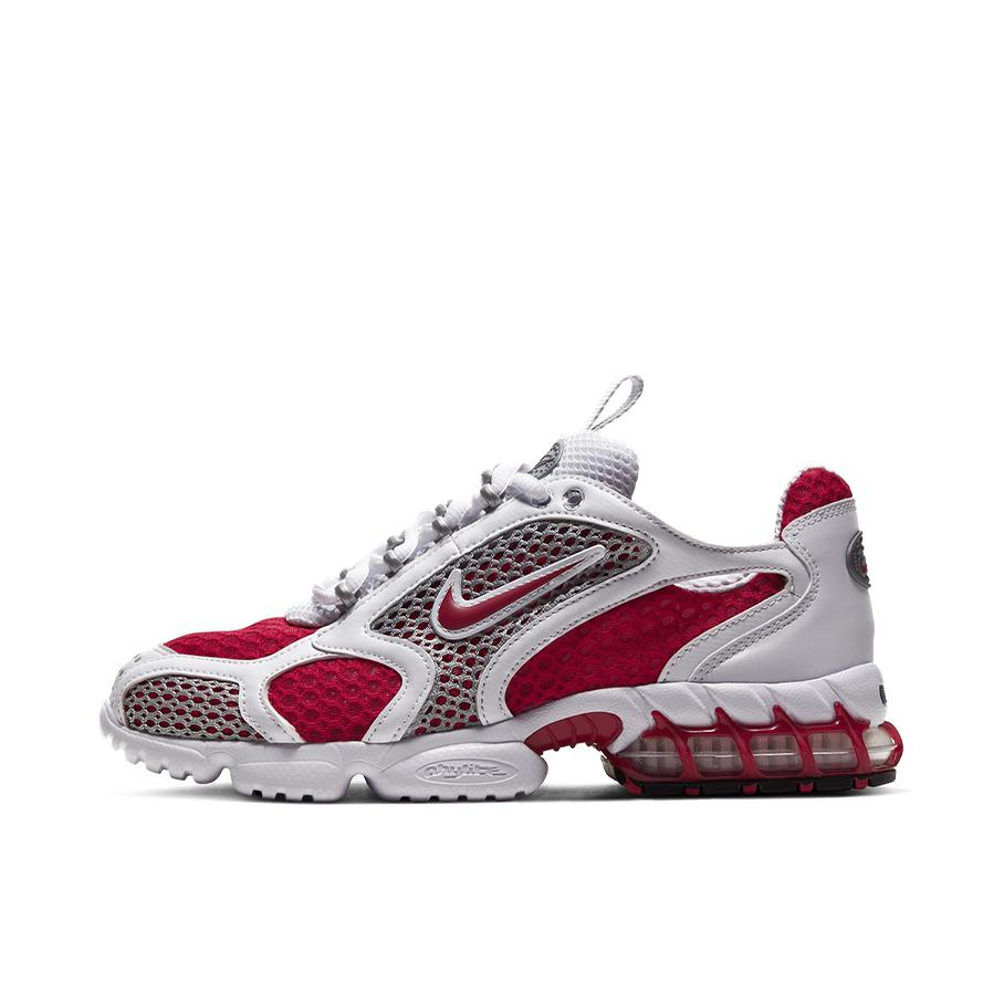 推荐商品：Nike Air Zoom Spiridon Cage 2 运动休闲鞋 耐磨潮流复古舒适透气网布织物气垫跑鞋风 White/Red 白色/红色