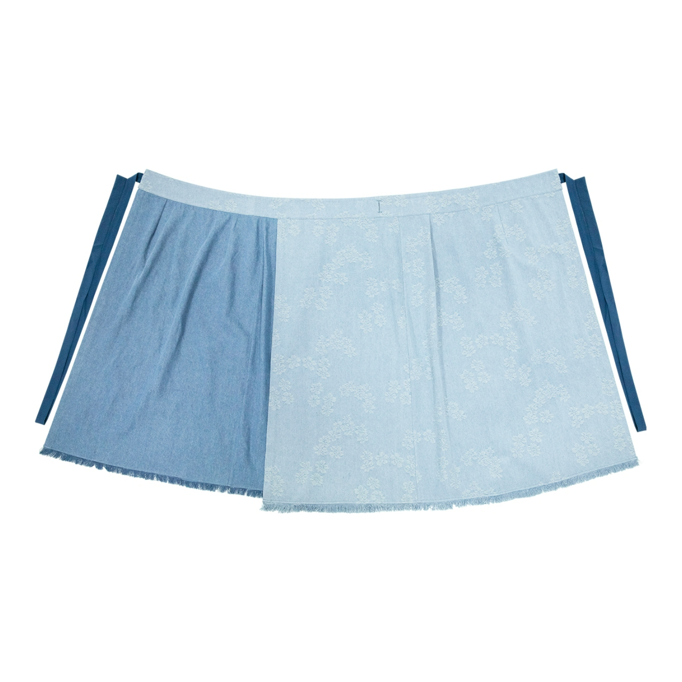 推荐商品：七月夕 青瓷语 国风绣花马甲条纹衬衫牛仔旋裙汉服 女装 蓝/旋裙