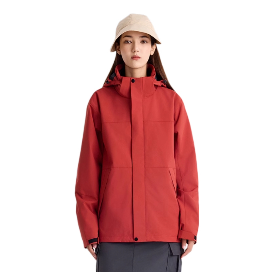 推荐商品：dzrzvd/杜戛地 防风防水三合一加绒冲锋衣 TFG220805220806 女款/320g摇粒绒三合一/绯影红