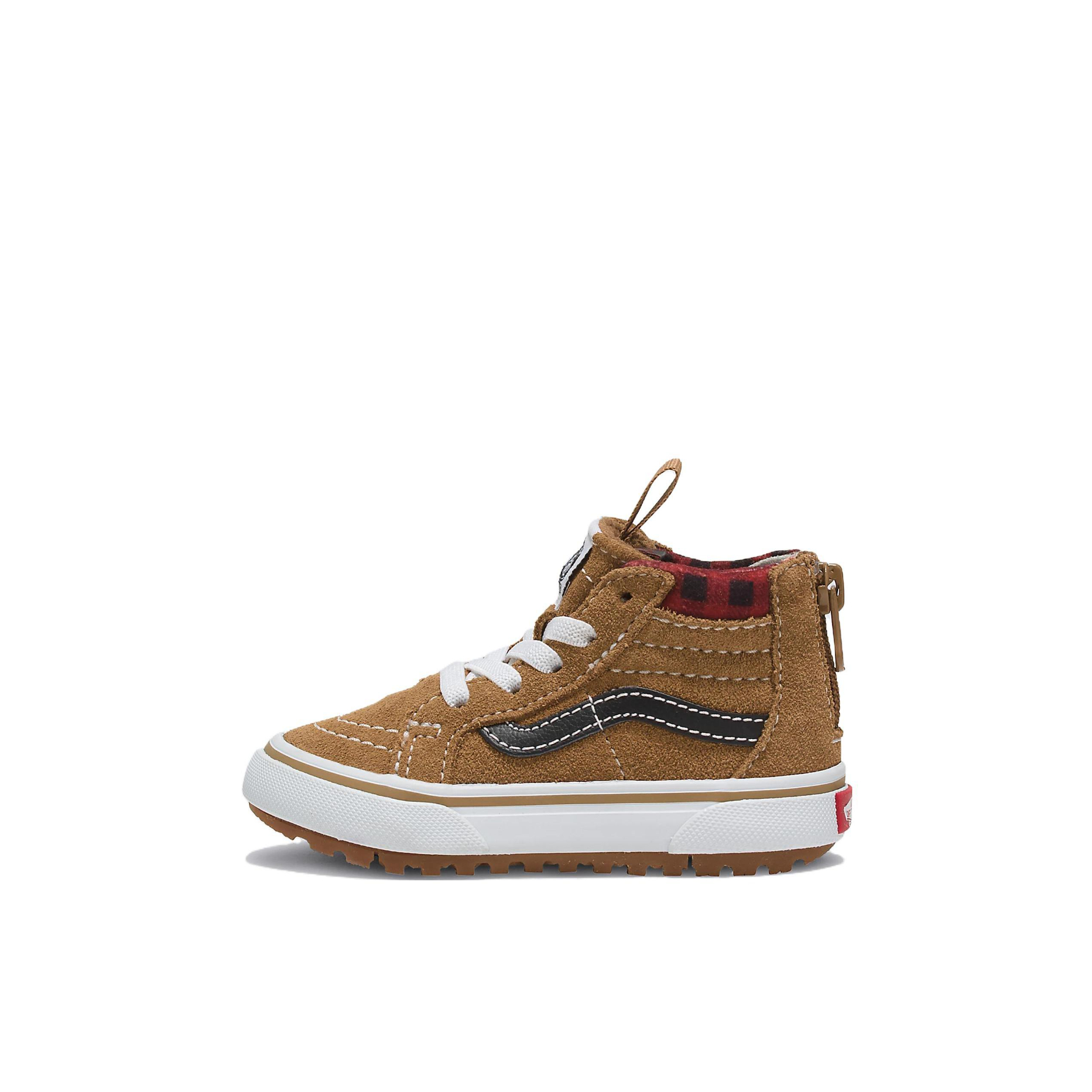 推荐商品：Vans/范斯 Sk8-Hi 防滑耐磨 轻便透气 舒适减震 百搭潮流 休闲运动 板鞋儿童 婴童/棕色/白色