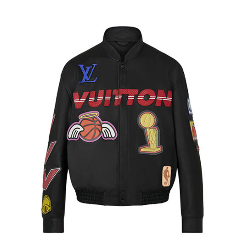LOUIS VUITTON x NBA 联名款 皮革字母图案印花长袖夹克