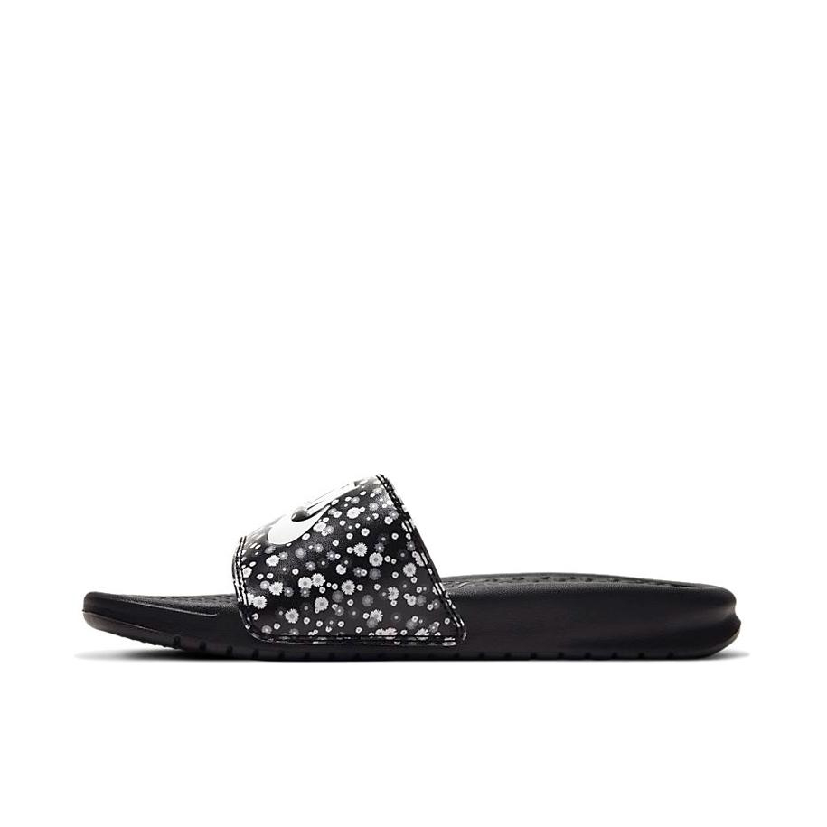 推荐商品：Nike Benassi Jdi 一字 橡胶底 外穿 防滑轻便 透气 运动 户外 厚底 拖鞋 Black/White 黑色/泼墨