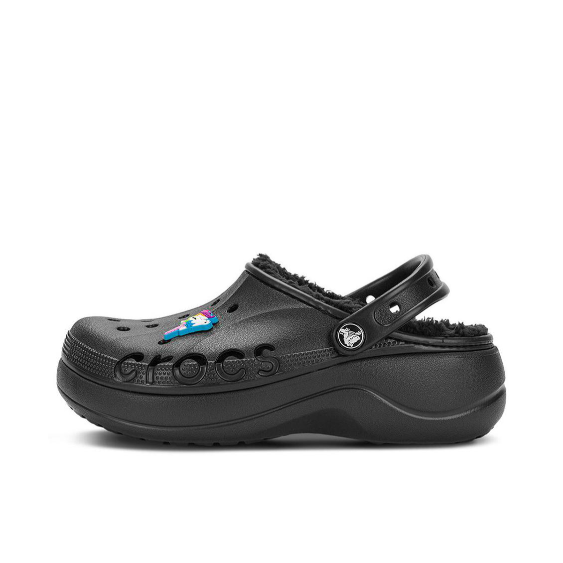 推荐商品：Crocs/卡骆驰 Baya Platform Lined Clog 贝雅云彩 暖棉加绒 舒适 不可拆卸 包头 外穿 沙滩鞋 洞洞鞋 凉鞋 黑色