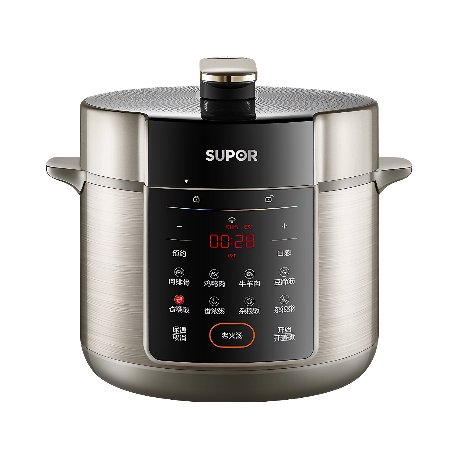 推荐商品：SUPOR/苏泊尔 电压力锅 5L 多功能 大容量 预约功能 双胆 智能预约 高压 钢胆 煮饭 无涂层 大屏触控 深汤 不锈钢内胆 钢釜