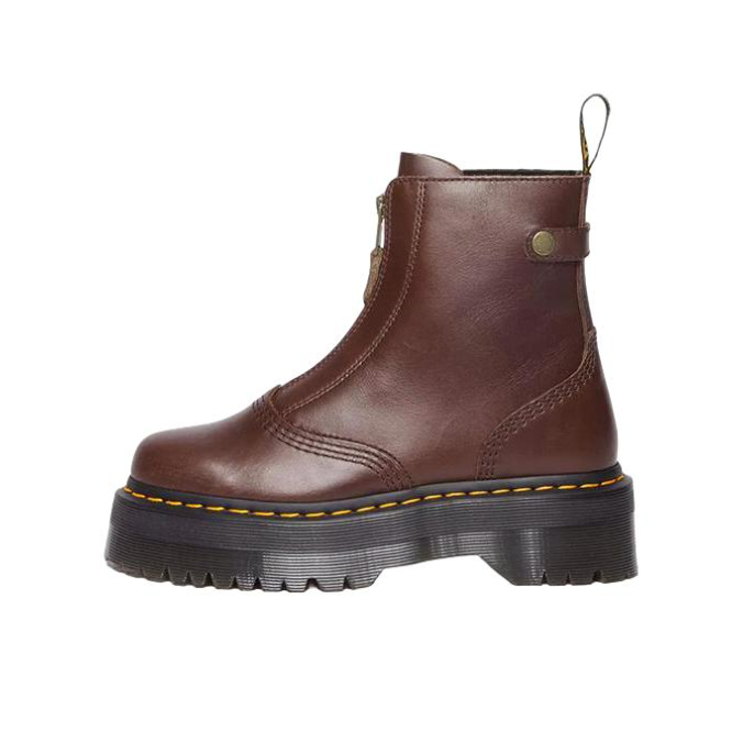 推荐商品：Dr. Martens 马汀博士 Jetta 厚底拉链 牛皮革 防水台 马丁靴 深棕色