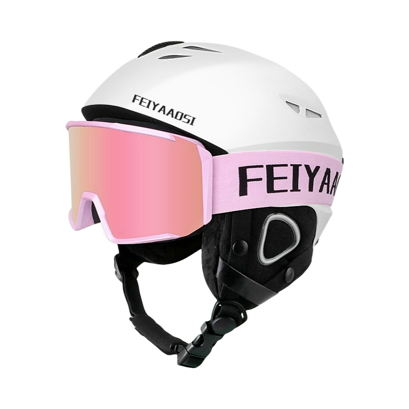 推荐商品：AS FISH/沸鱼 一体式 防风 防水 单双板 雪镜一体 全盔 滑雪头盔 FY-205