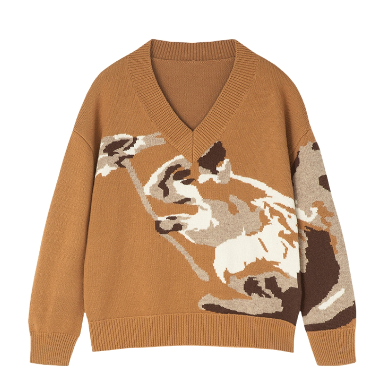 推荐商品：clothscenery/布景 全羊毛V领套头毛衣 女装 BW04TH3007 驼