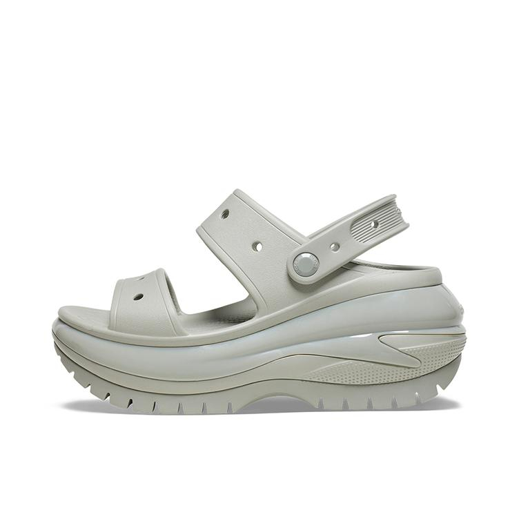 推荐商品：Crocs/卡骆驰 Classic Mega Crush 经典光轮 减震轻便 防滑耐磨 舒适百搭 增高 包头 外穿户外 沙滩 厚底鞋 207989 大象灰