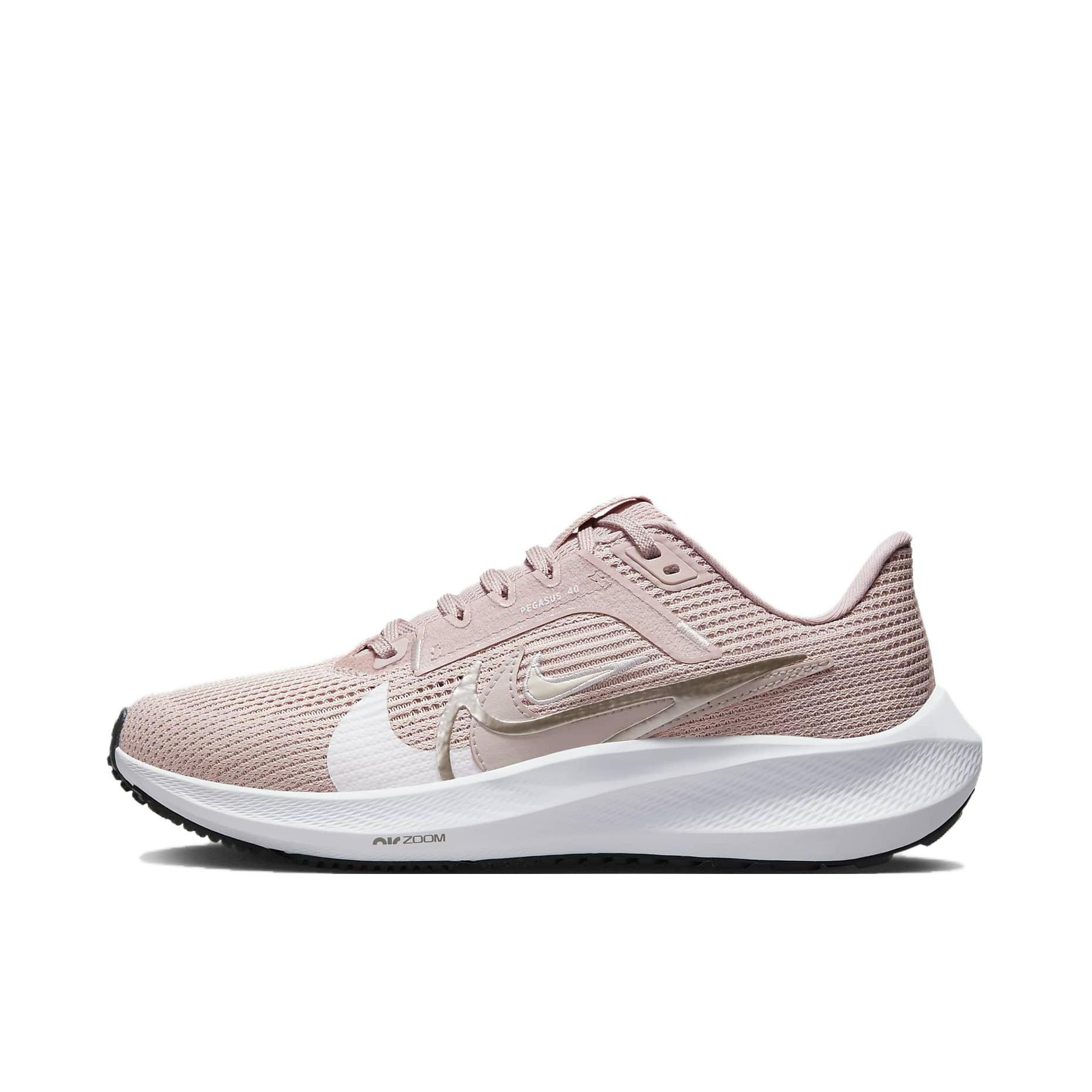 推荐商品：Nike Air Zoom Pegasus 40 跑鞋 缓震网面透气轻质飞马田径训练回弹支撑圆头 女款/粉色/白色