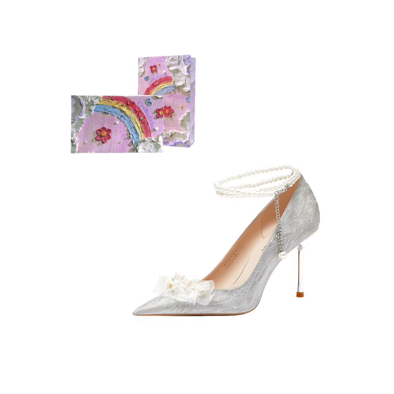 推荐商品：CRELINKXLAT 法式 仙女 PU 气质 高跟鞋 02318817 礼盒款/跟高8cm/银色