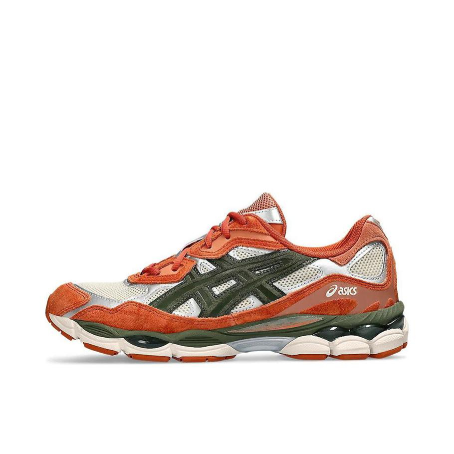 推荐商品：Asics/亚瑟士 Gel-NYC 跑鞋 圆头缓震防滑耐磨机能风复古潮流织物合成革贴合支撑耐穿 白色/绿色/红色