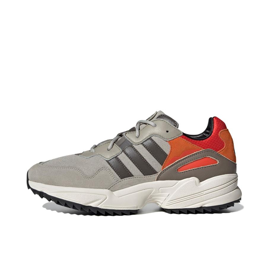 推荐商品：adidas originals Yung-96 运动休闲鞋 防滑耐磨缓震回弹舒适轻便复古 DarkGray/OrangeRed 灰色/橙色