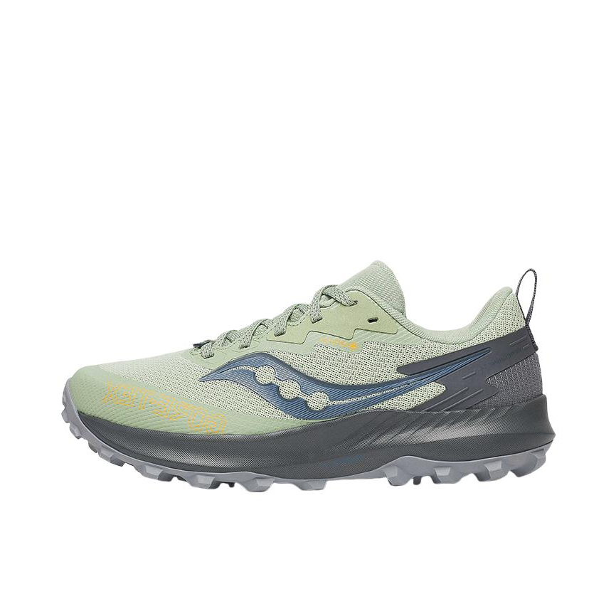Saucony/索康尼 Peregrine 游隼 14 减震防滑 耐磨防水 织物 跑山 马拉松 越野 跑鞋 绿色/灰色