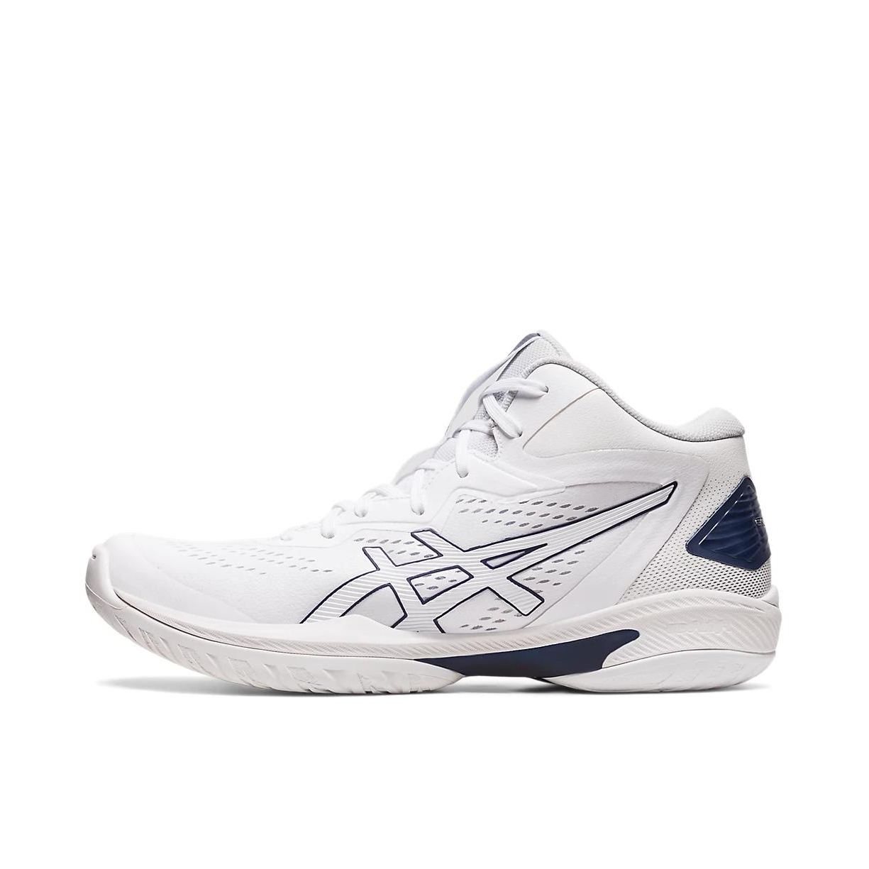 推荐商品：Asics/亚瑟士 Gel-Hoop V15 轻量透气 减震 防滑耐磨 圆头 织物 篮球鞋 白色/海军蓝