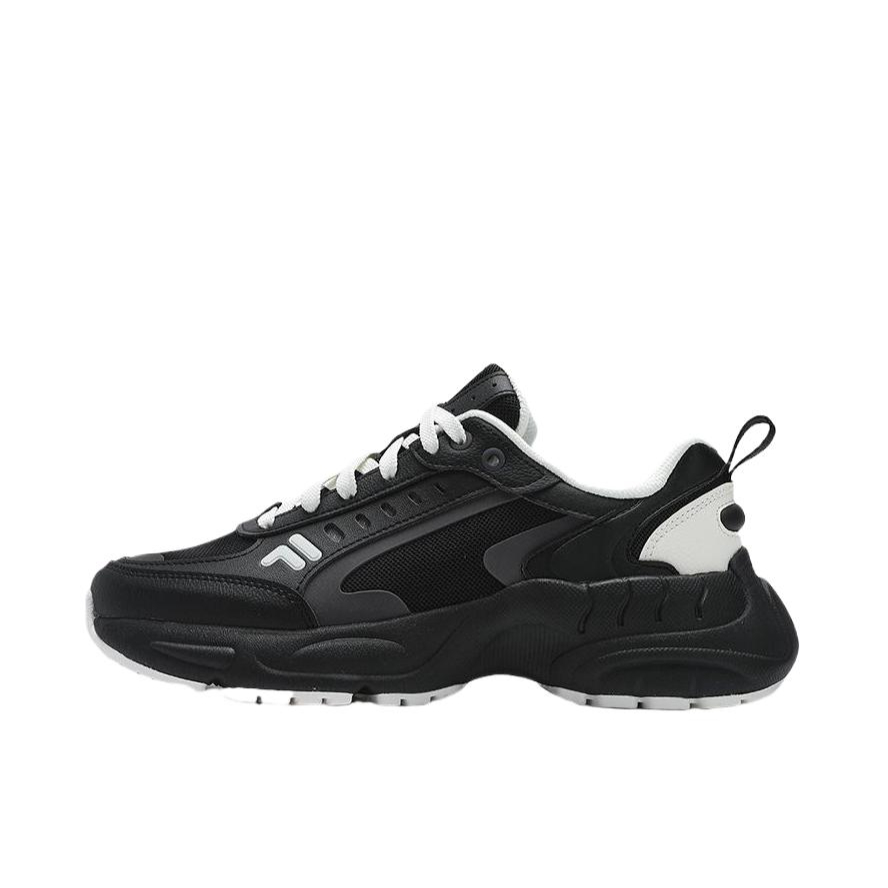 推荐商品：FILA/斐乐 Raceup 复古 系带 防滑 耐磨 合成革 织物 运动休闲鞋 黑色/奶白色