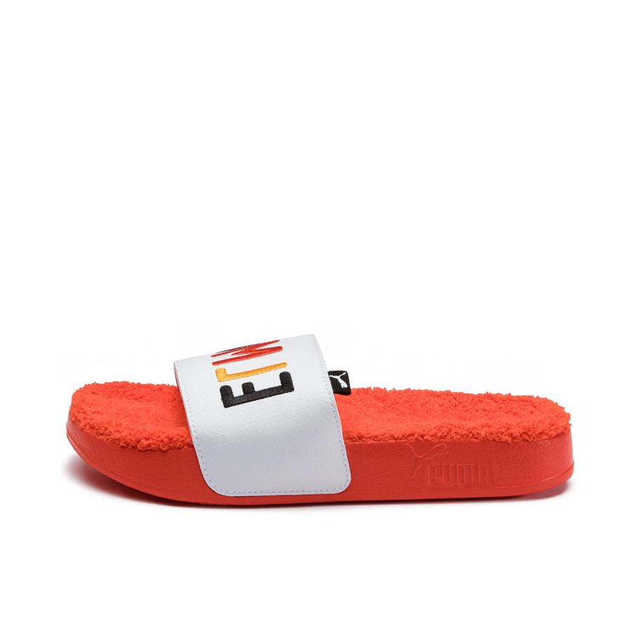 推荐商品：Puma/彪马 X Sesame Street 舒适软底 潮流 休闲运动 一字 橡胶底 拖鞋 White/OrangeRed 橘红