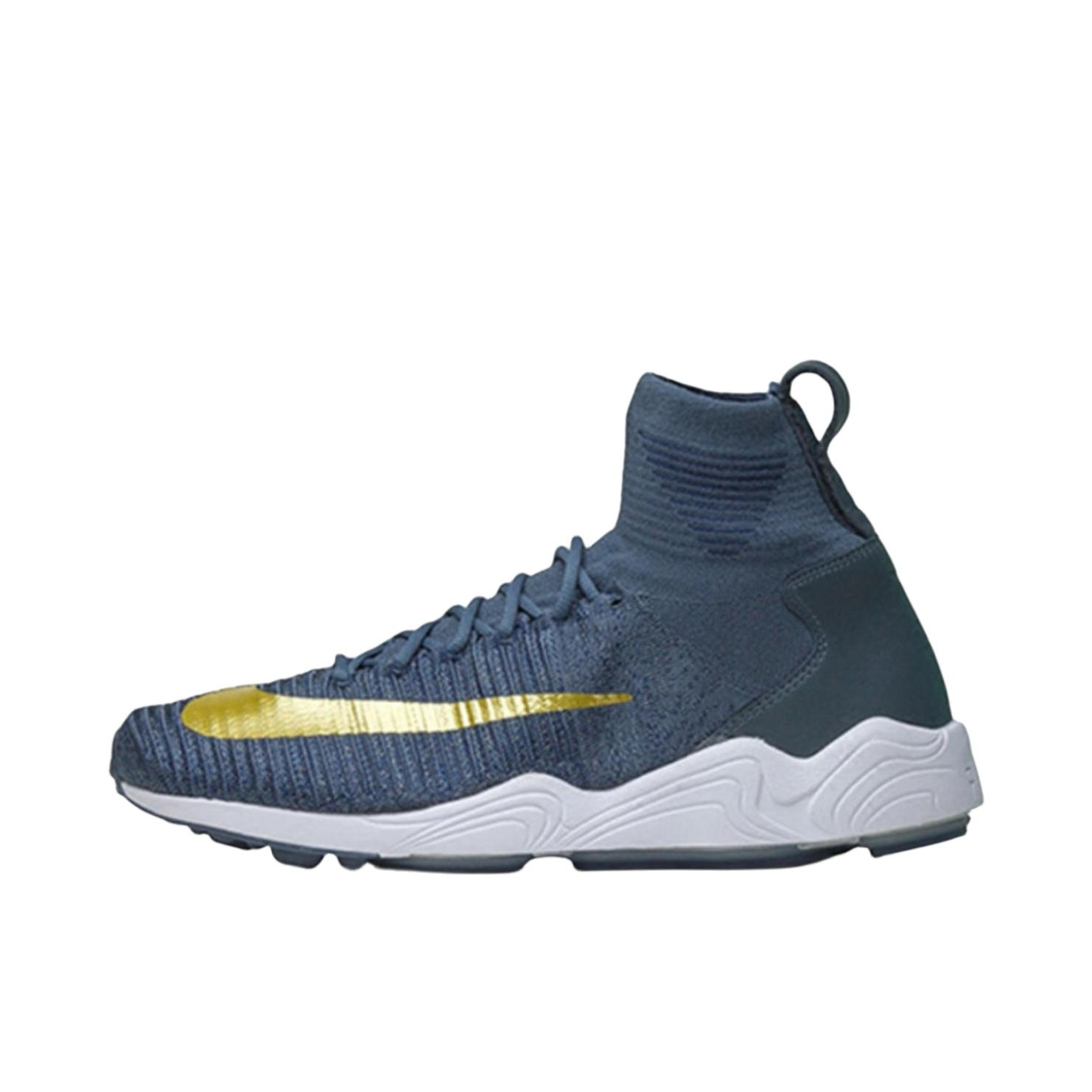 推荐商品：Nike Zoom Mercurial Flyknit 运动休闲鞋 防滑耐磨网面透气舒适圆头轻便减震包裹性百搭 Blue Fox 蓝金色