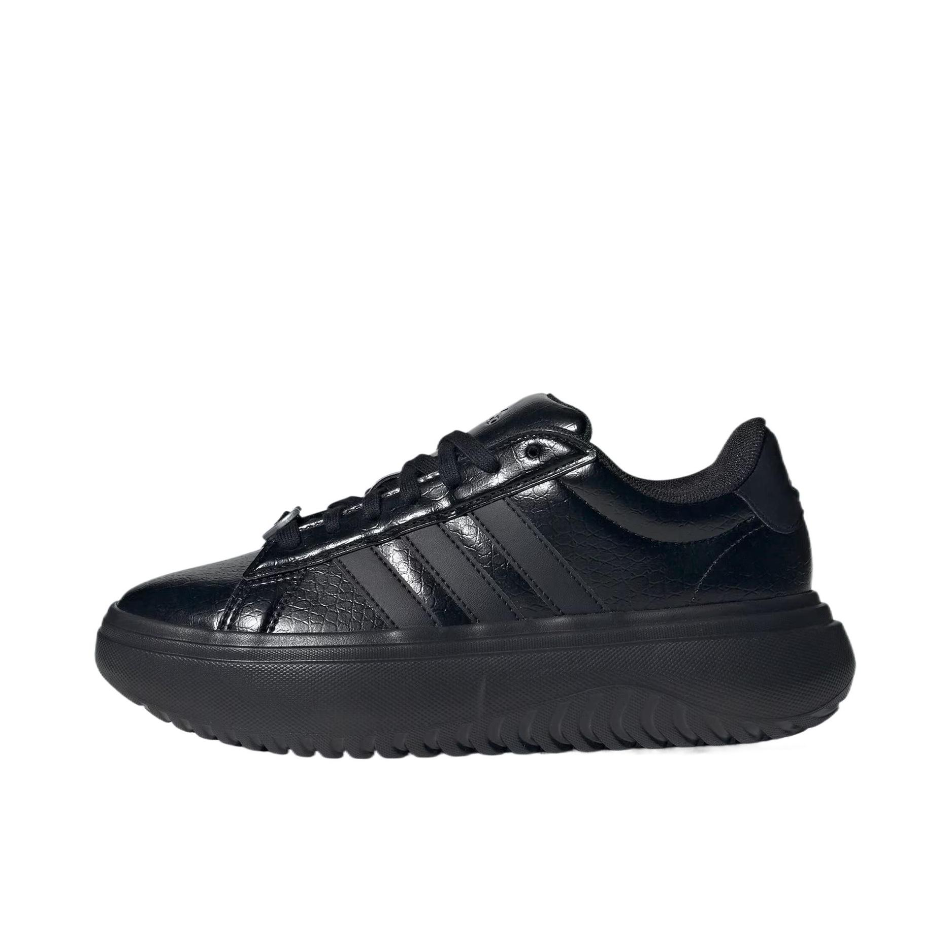 推荐商品：adidas GRAND COURT PLATFORM 板鞋 防滑耐磨舒适缓震厚底增高轻便 女款/黑色/金属银
