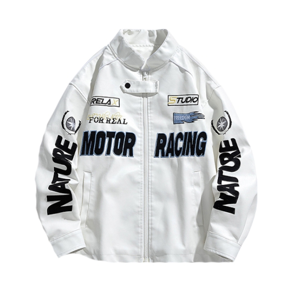 推荐商品：MCYCLE/魅骑 保暖透气美式加棉皮衣 男女同款 QK- 2388-1 白