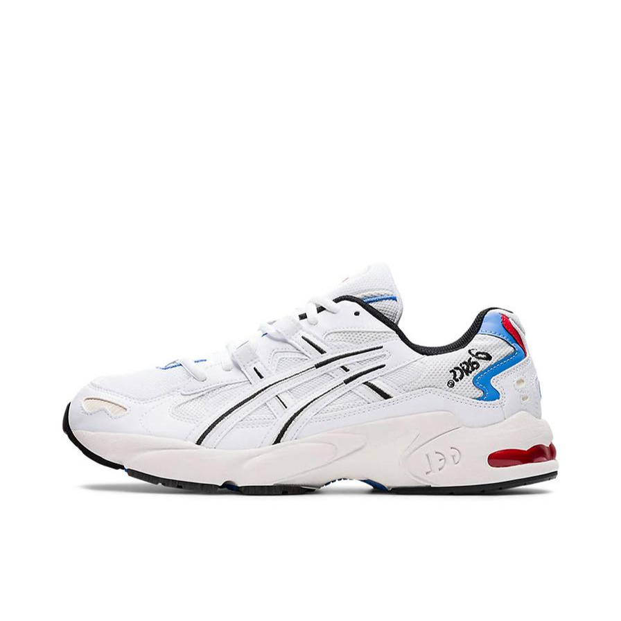 推荐商品：Asics/亚瑟士 Gel-Kayano 5 防滑耐磨 舒适透气 缓震支撑 马拉松 合成革 复古百搭 织物 跑鞋 白色/蓝色