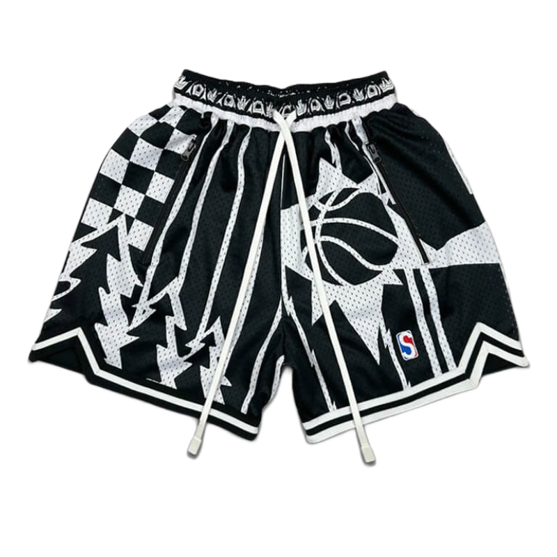 推荐商品：HOPX STUDIO 美式96复古刺绣公牛勇士太阳湖人运动篮球运动裤 男女同款 HP1002 黑拼白