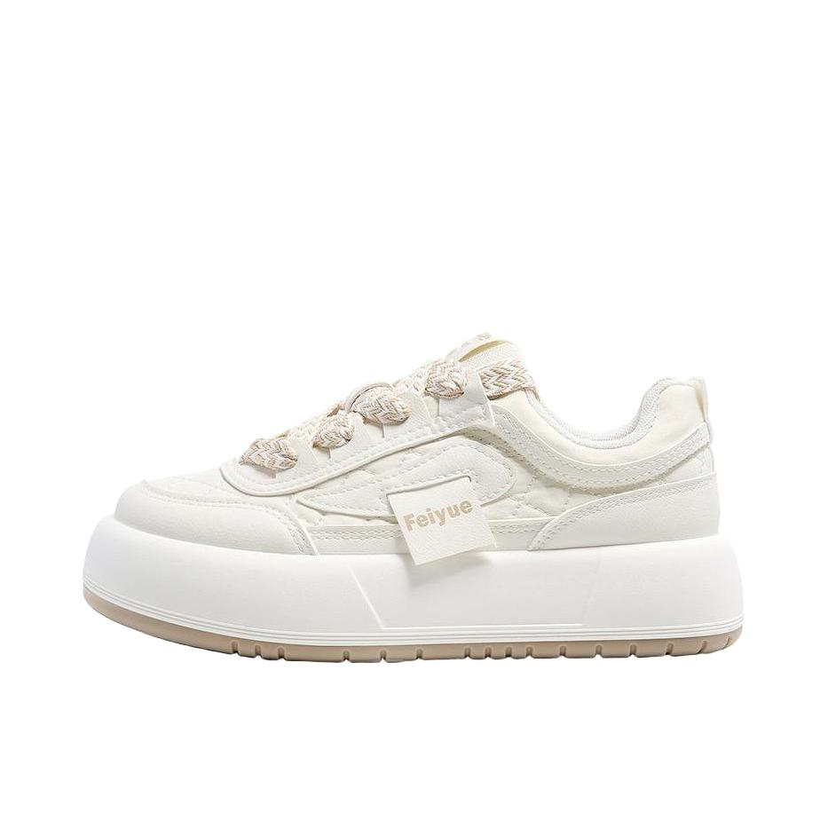 推荐商品：飞跃 潮流皮面 透气厚底 运动 休闲鞋 10009 女款/米色/白色