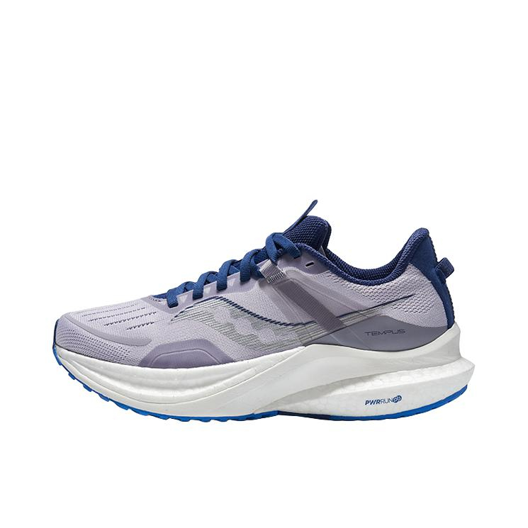 推荐商品：Saucony/索康尼  Tempus 1 坦途  防滑耐磨 缓震回弹 透气 稳定支撑 织物  跑鞋 浅紫色/蓝色