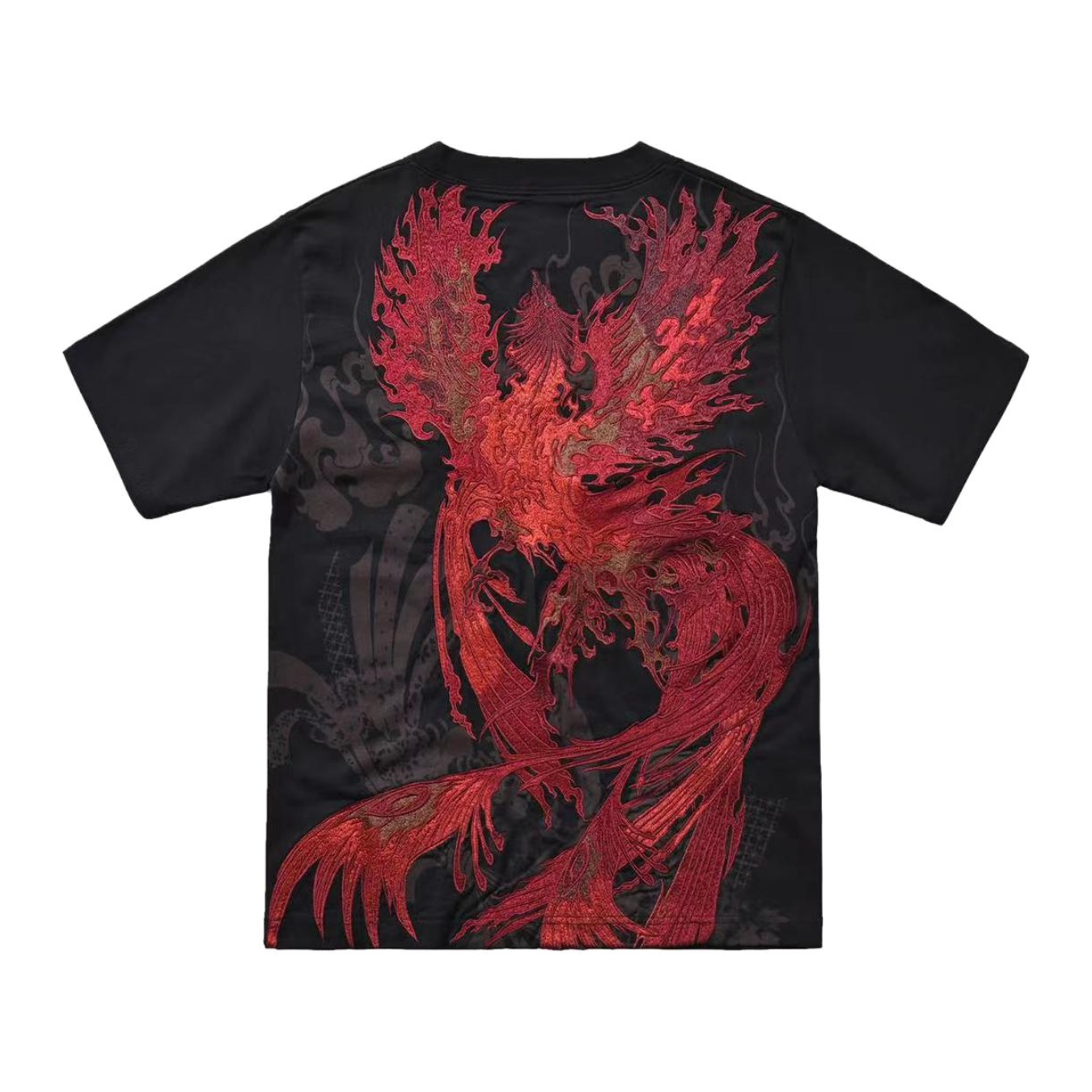 推荐商品：三省六部 涅槃重生朱雀刺绣短袖T恤 男女同款 S2022017 黑
