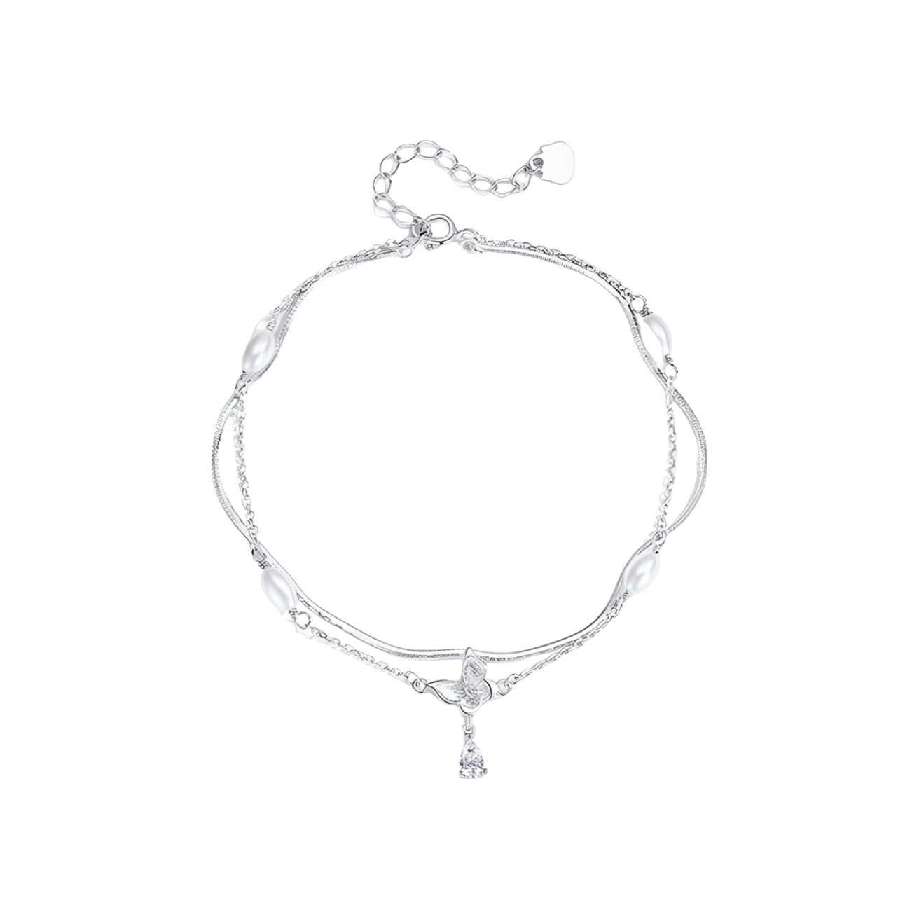 推荐商品：YINCHIE/银千惠 蝶梦蹁跹S925银脚链 JL0223