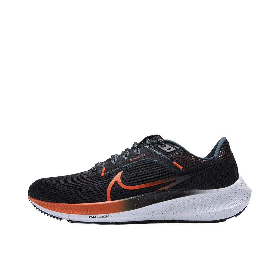 推荐商品：Nike Air Zoom Pegasus 40 跑鞋 缓震网面透气轻质飞马田径训练回弹支撑圆头 黑色/橙色