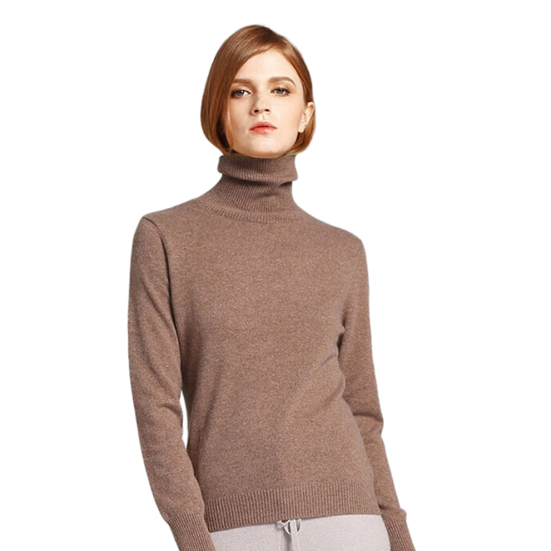 推荐商品：pipigou/皮皮狗 修身高领套头羊绒毛衣 女装 9245189818 驼