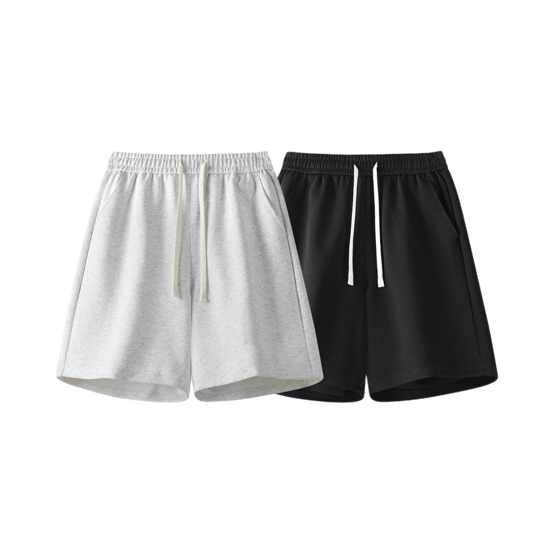 推荐商品：Worthwhile Movement 美式透气系带五分针织休闲短裤 AL01AB587D70051 黑+白花灰