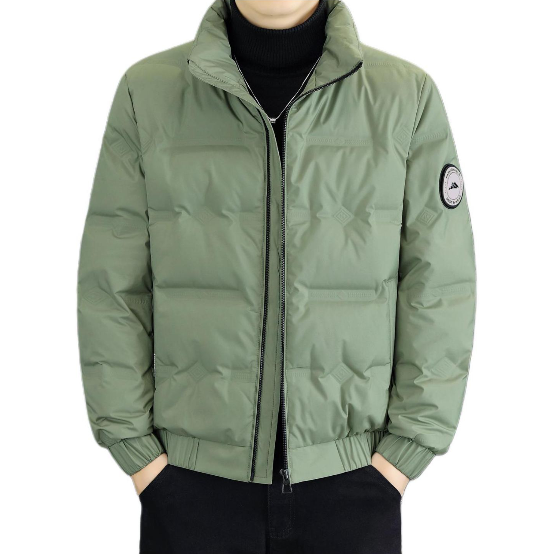 推荐商品：博格伦 立领防寒保暖亲肤长袖羽绒服 ZL8825-1 绿