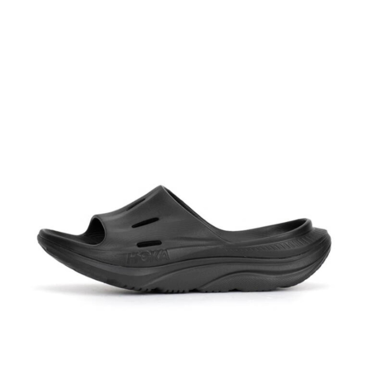推荐商品：HOKA ONE ONE ORA Recovery Slide 3 软底 轻量 防臭一脚蹬 一字 橡胶底 防滑 防磨 缓震 拖鞋 黑色