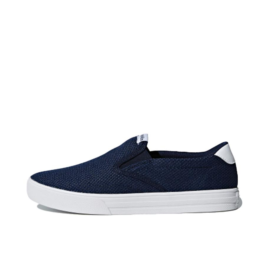 推荐商品：adidas Vs Set Slipon 板鞋 复古百搭防滑耐磨轻便透气休闲 PurplishBlue/White 藏蓝网面