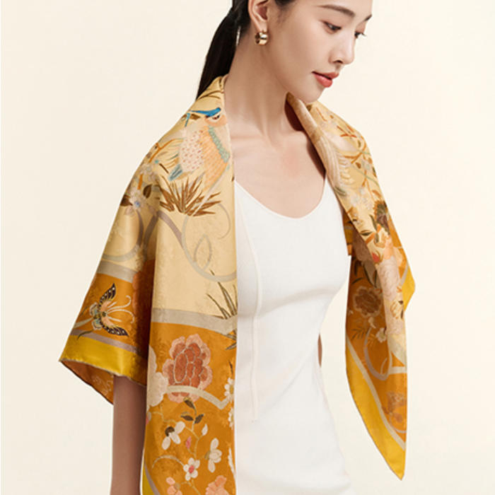 推荐商品:「母亲节礼物」Wensli/万事利 100%桑蚕丝真丝香云纱国风丝巾 WME01030745