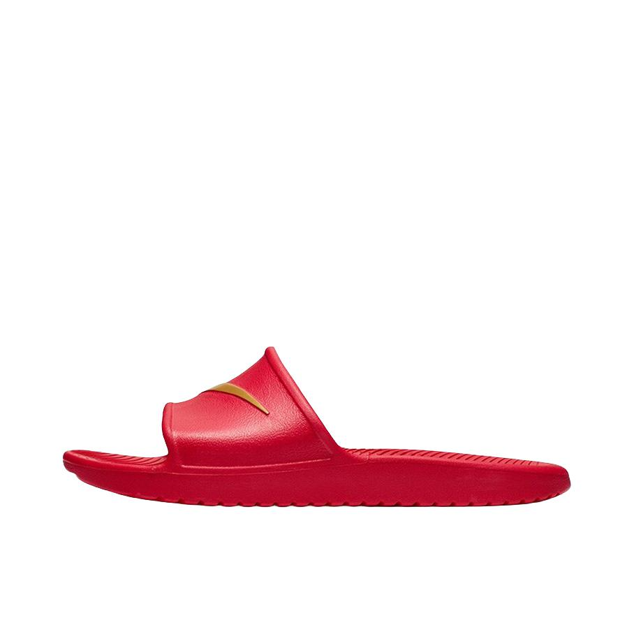 推荐商品：Nike Kawa Slide 防滑耐磨 轻便透气一字 橡胶底 运动 沙滩 拖鞋 红色/金色