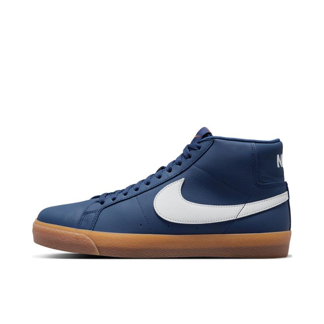 推荐商品：Nike SB Blazer Zoom 滑板鞋 板鞋 拼接时尚复古防滑耐磨透气运动休闲舒适百搭 蓝色/白色/棕色