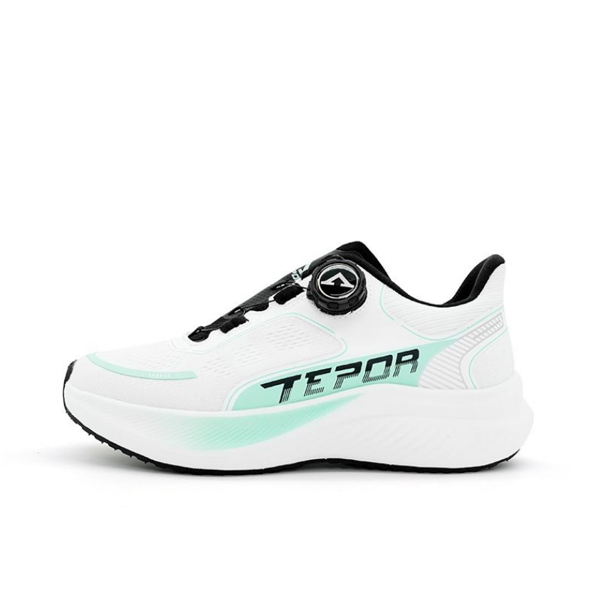 推荐商品：TEPOR/天跑 免系带 软底 防滑 透气 跑鞋 TP761PX21X 白色/青色