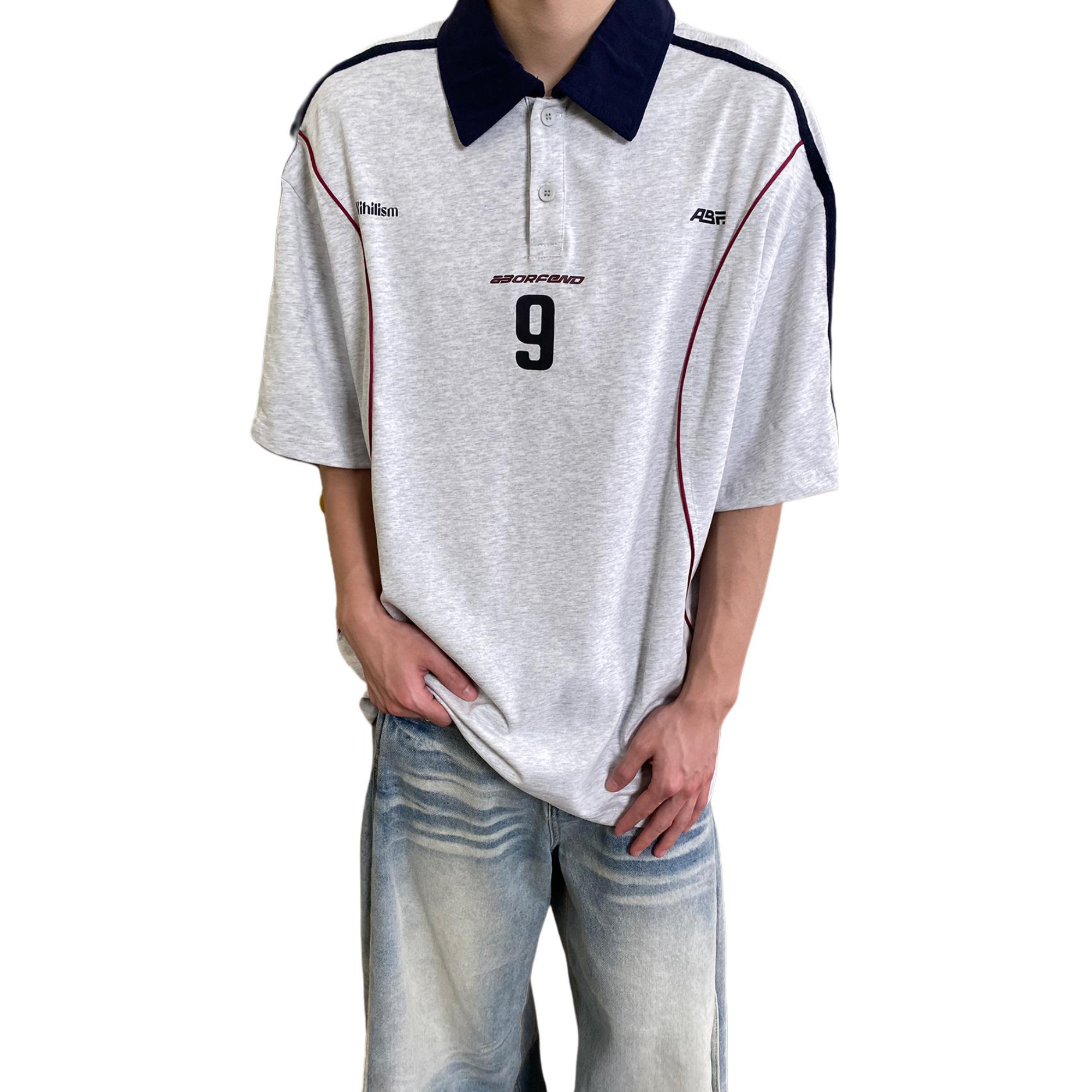 推荐商品：ABC BUFUT 美式复古纯棉透气短袖Polo衫 灰