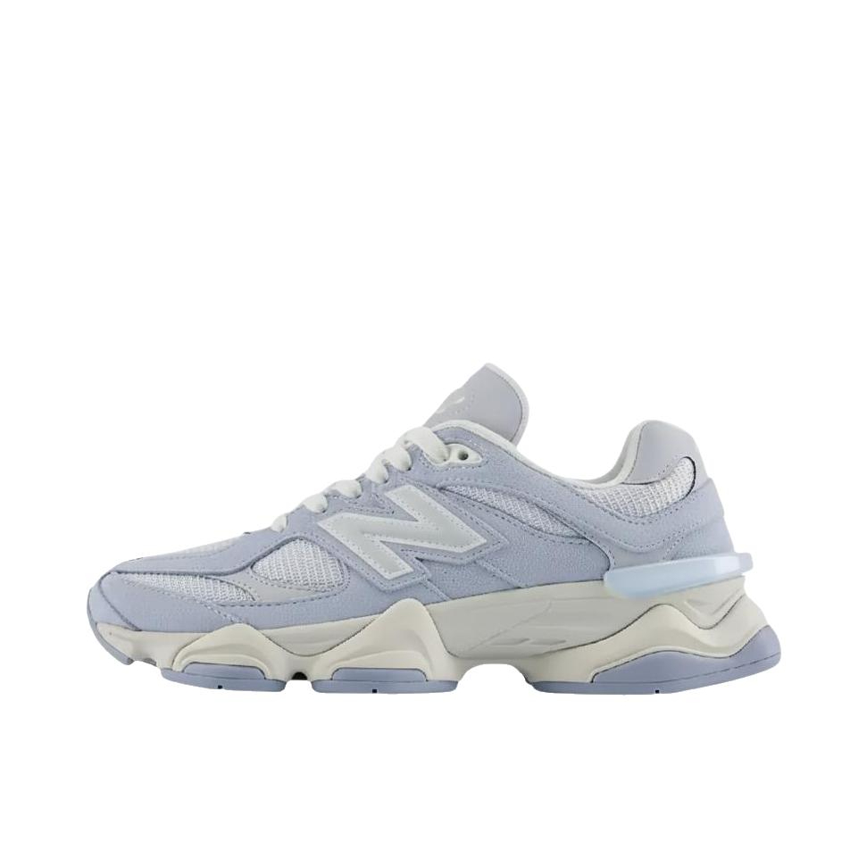 推荐商品：New Balance 9060 跑鞋 绒面革舒适减震网面透气防滑耐磨拼接复古增高圆头贴合耐穿 D宽/低帮/蓝色/白色