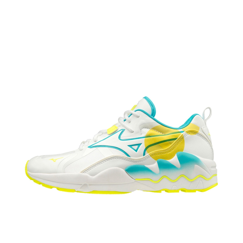 推荐商品：Mizuno/美津浓 Wave Rider 1 网布透气 织物 合成革 耐磨 休闲运动 圆头 跑鞋 白色/黄色
